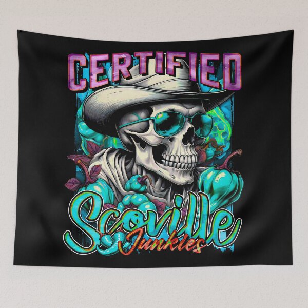 Item preview, Certified Scoville Junkies: Skulls Grinning Through the Habanero Haze [Cyan] designed and sold by SuriyaArts.