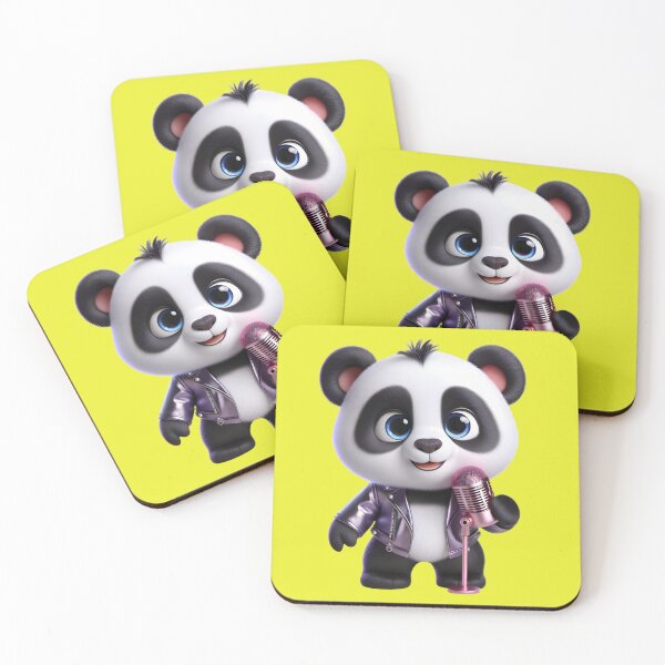 Item preview, Cute, adorable and affectionate Karaoke panda bear with purple jacket and microphone in his hands. designed and sold by Nathalymx.