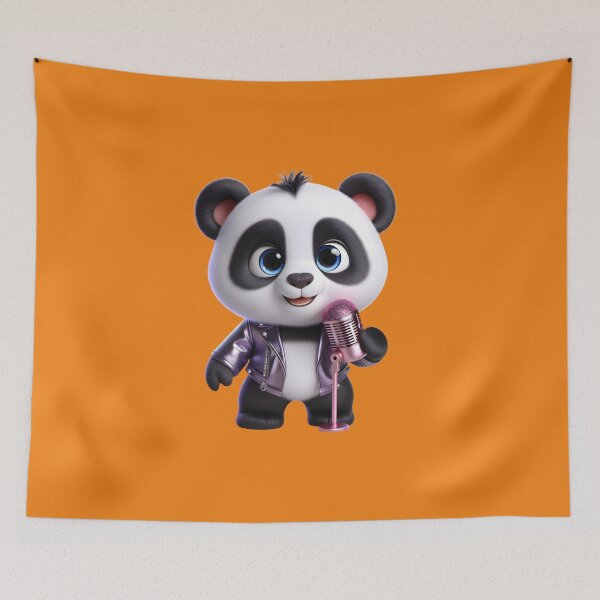 Item preview, Cute, adorable and affectionate Karaoke panda bear with purple jacket and microphone in his hands. designed and sold by Nathalymx.