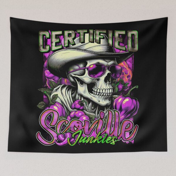 Item preview, Certified Scoville Junkies: Skulls Grinning Through the Habanero Haze [Neon] designed and sold by SuriyaArts.