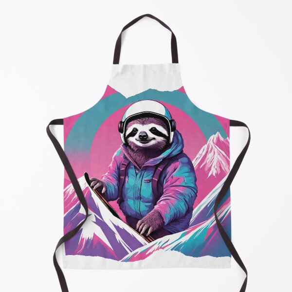 Item preview, Skiing Lazy Sloth on the Dolomites Mountains at Sunset - Vaporwave Winter Adventure 2 designed and sold by SlothcoreVibes.