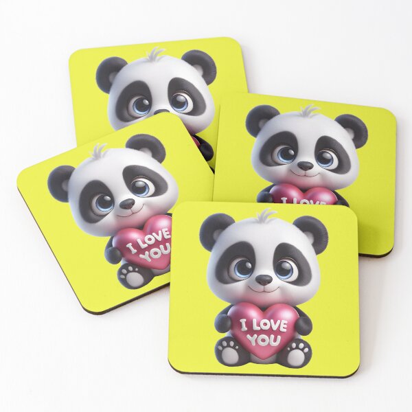 Item preview,  Cute, adorable and affectionate Panda bear with pink heart and the text "I love you" in his hands designed and sold by Nathalymx.