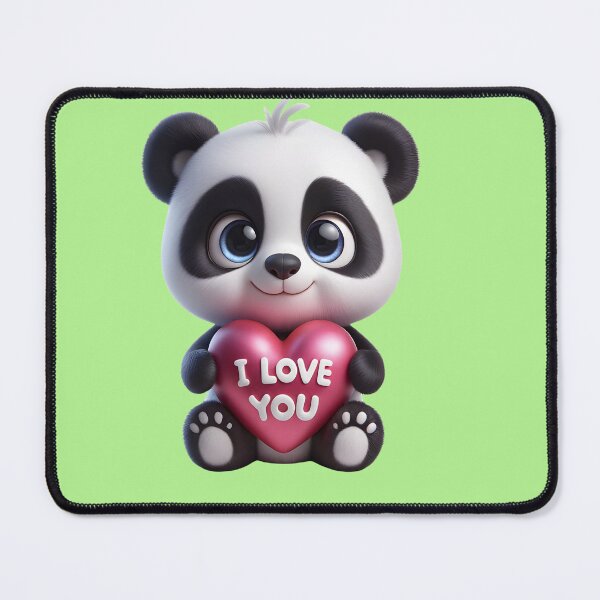 Item preview,  Cute, adorable and affectionate Panda bear with pink heart and the text "I love you" in his hands designed and sold by Nathalymx.