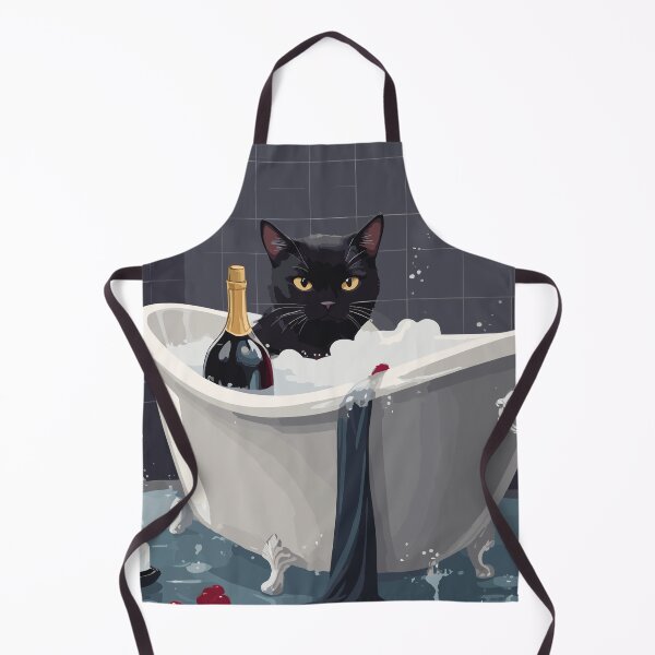 Item preview, Black cat in a bath tub drinking wine designed and sold by cutiepie11cats.