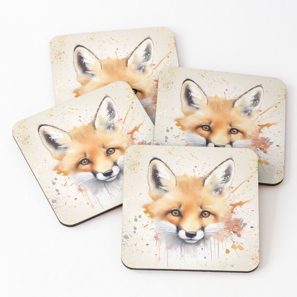 Item preview, Cute Fox cub on a Splash Paint Background designed and sold by Wolfheartart.