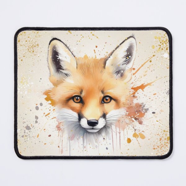Artikelvorschau, Niedliches Fuchsjunges auf einem Splash-Paint-Hintergrund entworfen und verkauft von Wolfheartart.