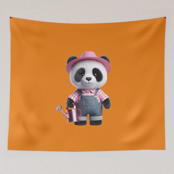 Item preview, Cute, adorable and affectionate Panda bear dressed as a farmer and with a watering can in his hand. designed and sold by Nathalymx.