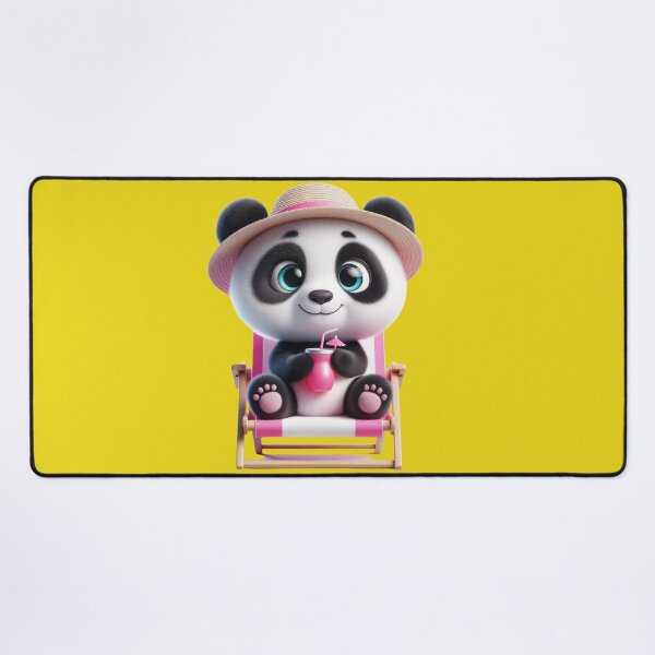 Item preview, Cute, adorable and affectionate Panda bear sitting on a beach chair with a pink drink in his hands. designed and sold by Nathalymx.