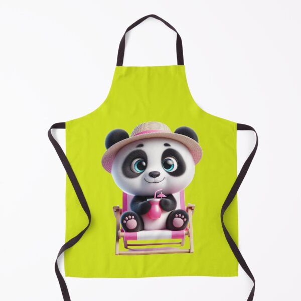 Item preview, Cute, adorable and affectionate Panda bear sitting on a beach chair with a pink drink in his hands. designed and sold by Nathalymx.