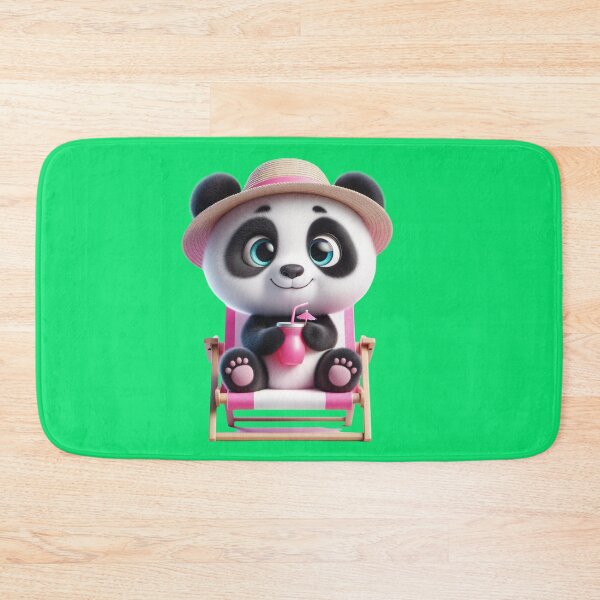 Item preview, Cute, adorable and affectionate Panda bear sitting on a beach chair with a pink drink in his hands. designed and sold by Nathalymx.