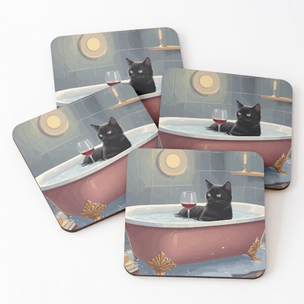 Item preview,  Black cat in bath after a stressful day designed and sold by cutiepie11cats.