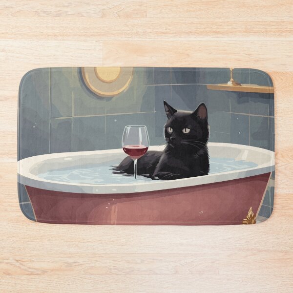 Item preview, Black cat in bath after a stressful day designed and sold by cutiepie11cats.