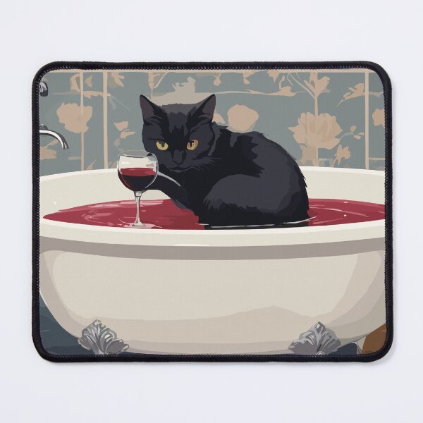 Item preview, Come drink with me - black cat in a hot tub with a wine designed and sold by cutiepie11cats.