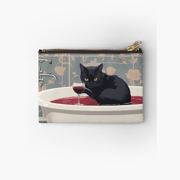 Item preview, Come drink with me - black cat in a hot tub with a wine designed and sold by cutiepie11cats.