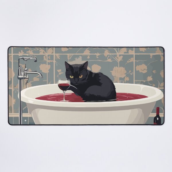 Item preview, Come drink with me - black cat in a hot tub with a wine designed and sold by cutiepie11cats.