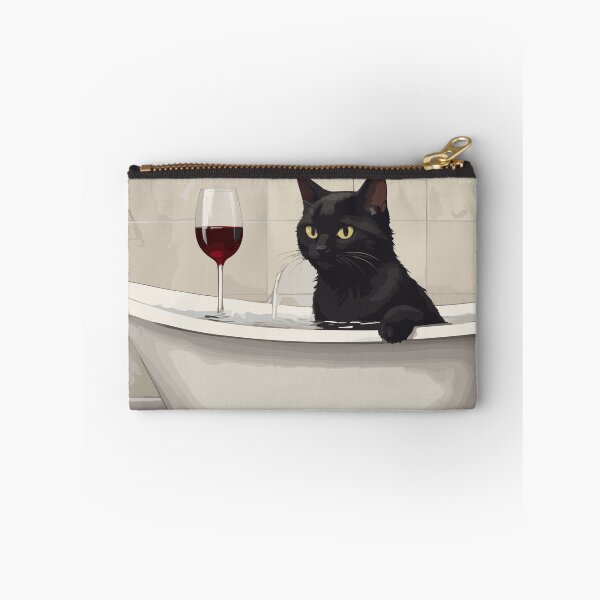 Item preview, black cat in a hot tub with wine designed and sold by cutiepie11cats.