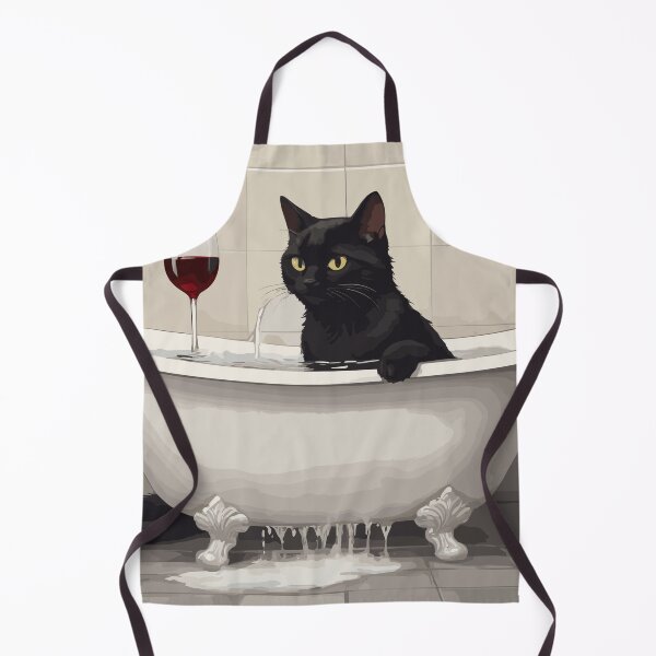 Item preview, black cat in a hot tub with wine designed and sold by cutiepie11cats.