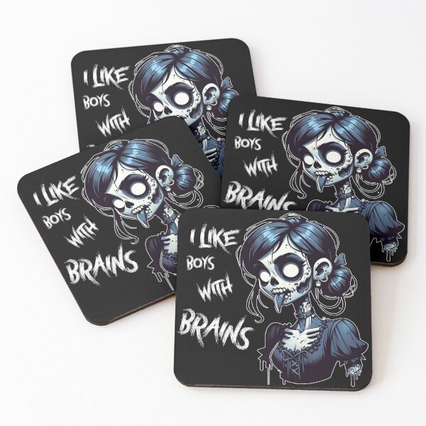Item preview, Like Boys With Brains, Zombie, Goth, Cute, Black and White designed and sold by shypixels.