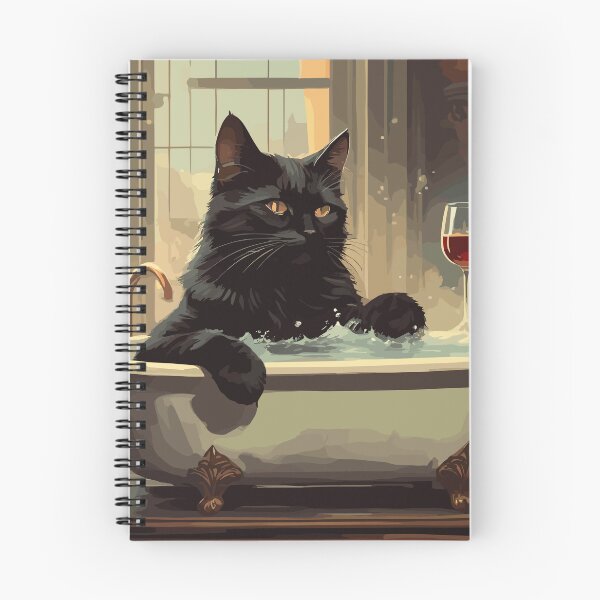 Item preview, Black cat in bath tub chilling with wine designed and sold by cutiepie11cats.