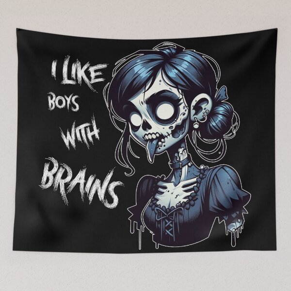 Item preview, Like Boys With Brains, Zombie, Goth, Cute, Black and White designed and sold by shypixels.