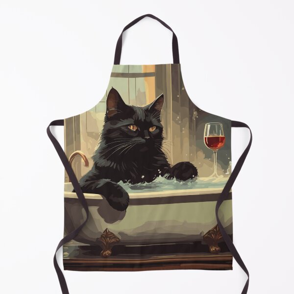 Item preview, Black cat in bath tub chilling with wine designed and sold by cutiepie11cats.