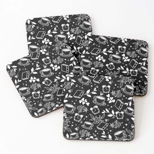 Item preview, tea time or coffee time cute pattern for tea lover or coffee and book reader black and white designed and sold by DesignYourWaystore.