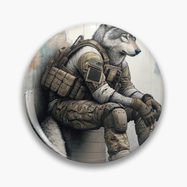 Item preview, Wolf Soldier Sitting Against a Wall designed and sold by Zestpond.