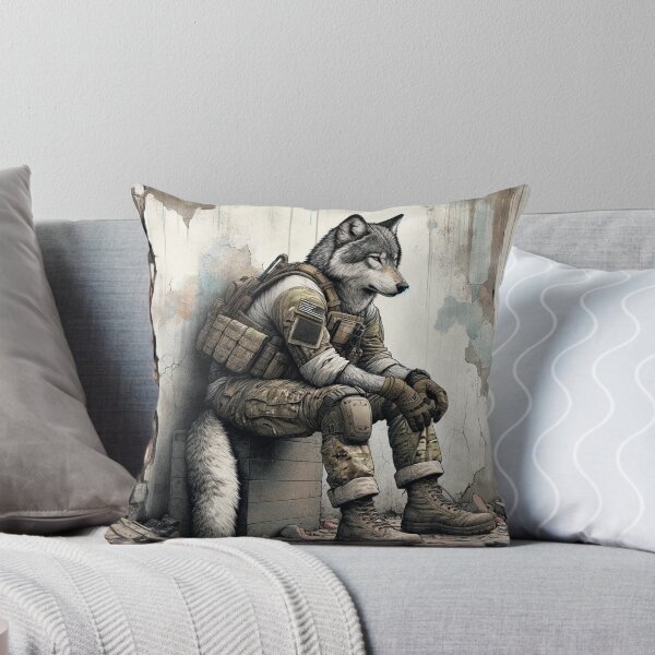 Item preview, Wolf Soldier Sitting Against a Wall designed and sold by Zestpond.