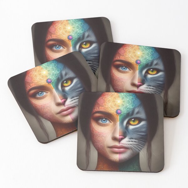 Item preview, Spiritual Cosmos Harmony of Cat and Woman in the Cosmos 4K designed and sold by omrclr.