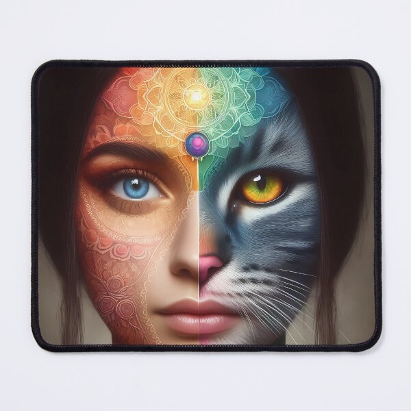 Item preview, Spiritual Cosmos Harmony of Cat and Woman in the Cosmos 4K designed and sold by omrclr.