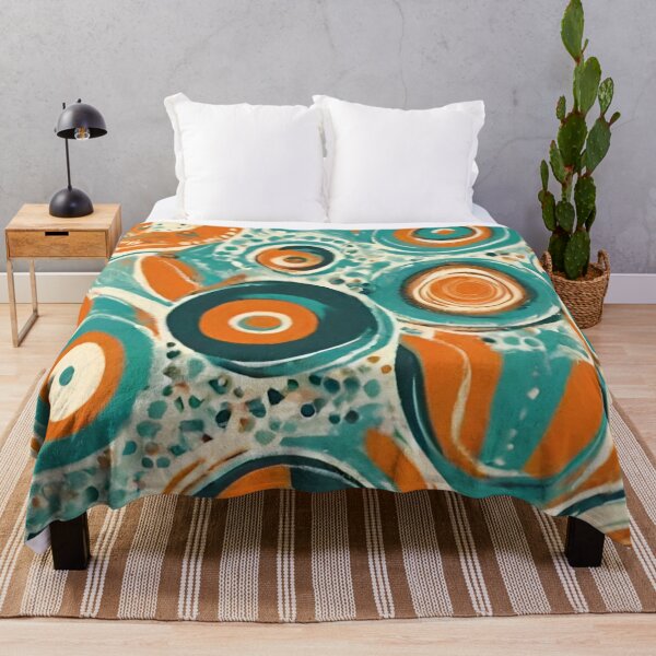 Item preview, Southwestern Bohemian Turquoise Orange Abstract  Scandinavian Art designed and sold by LEILA ART SPACE.