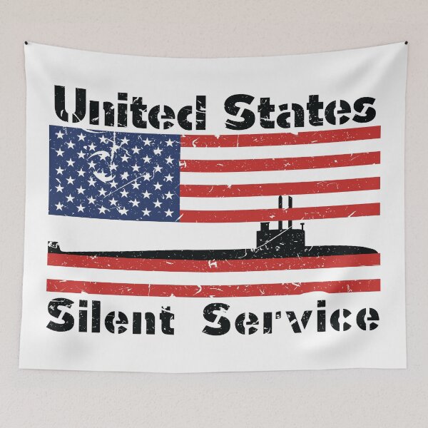 Item preview, United States Silent Service Submarine Distressed American Flag 2023B designed and sold by MadMando.