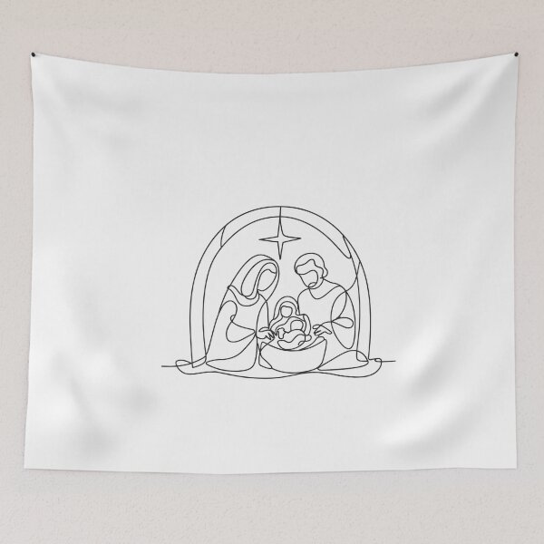 Item preview, Jesus Birth Line Art: Nativity Scene Minimalist Illustration designed and sold by HahaHandlesHub.