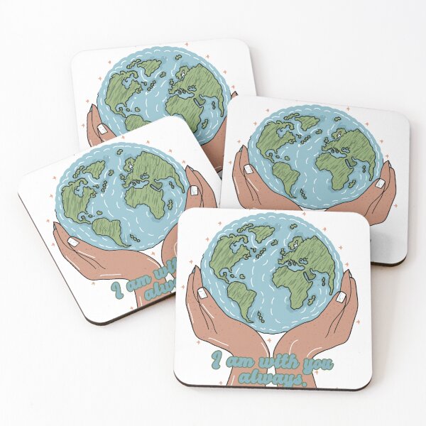 Item preview, I am With You Always: World Map Christian Illustration designed and sold by HahaHandlesHub.