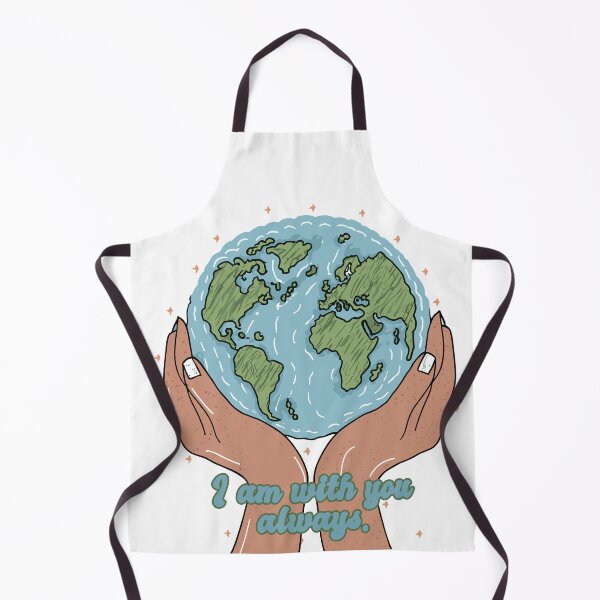 Item preview, I am With You Always: World Map Christian Illustration designed and sold by HahaHandlesHub.