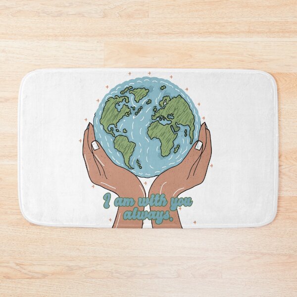 Item preview, I am With You Always: World Map Christian Illustration designed and sold by HahaHandlesHub.