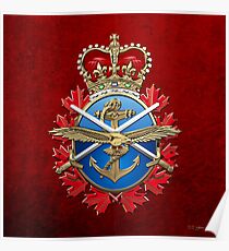 Canadian Armed Forces - CAF Badge over Red Velvet Poster