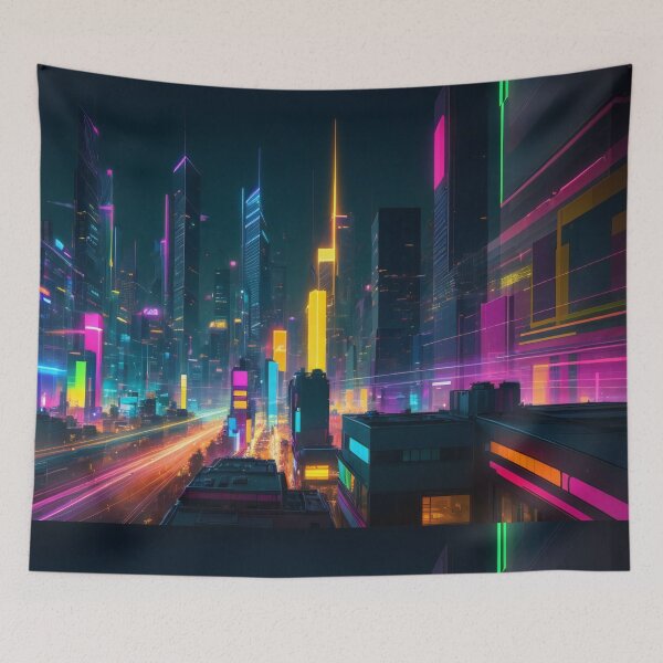 Item preview, Neon Pulse: The Vibrant Heartbeat of a Future Metropolis designed and sold by ArtComixHaven.