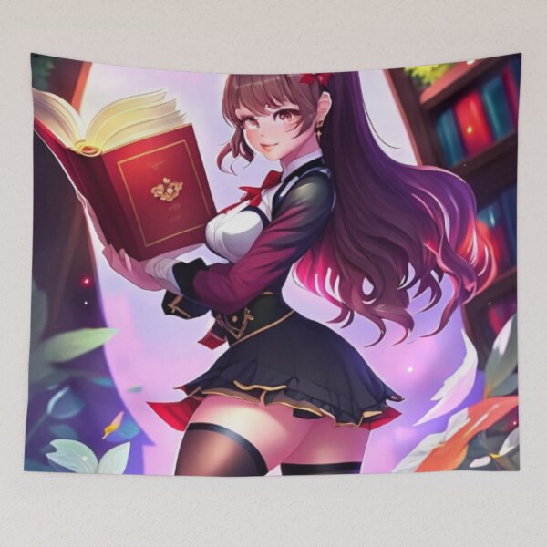 Item preview, Anime girl reading a book designed and sold by catcraftss.