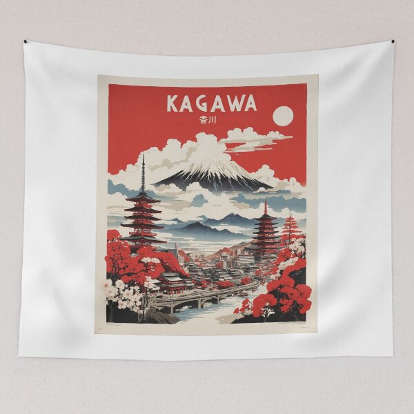 Item preview, Kagawa Japan Vintage Poster Tourism designed and sold by TravelersGems.