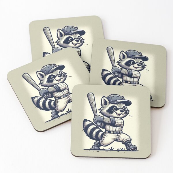 Item preview, Cartoon Raccoon Swinging a Baseball Bat designed and sold by Zestpond.