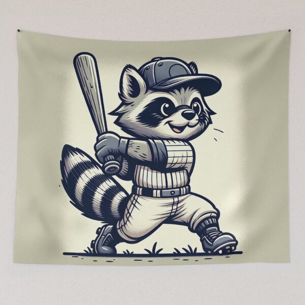 Item preview, Cartoon Raccoon Swinging a Baseball Bat designed and sold by Zestpond.