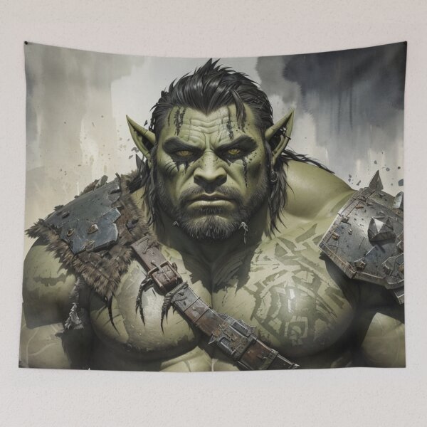 Item preview, A green rugged menacing orc designed and sold by mikaws.