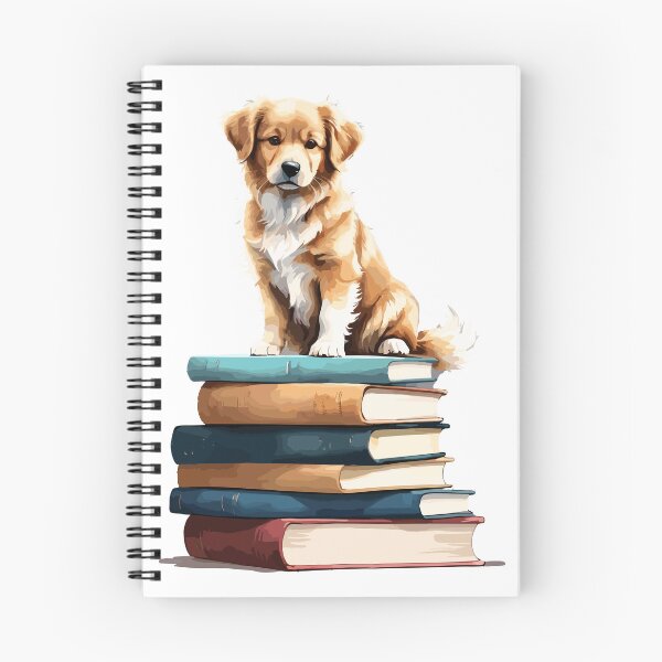Item preview, Bookworm Pup: Golden Retriever Reading on a Stack of Books designed and sold by cutie1pie1dogs.