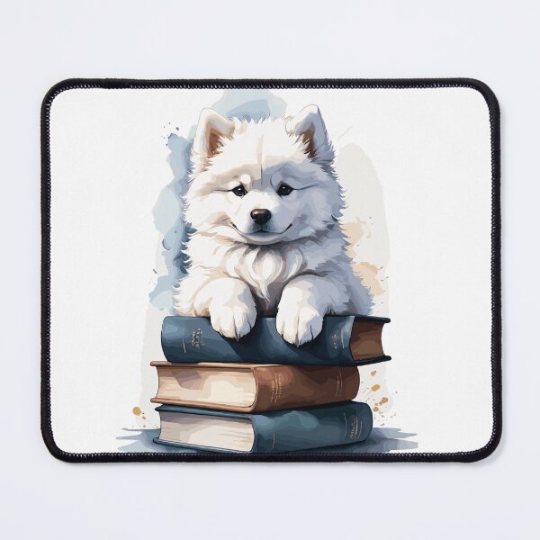 Item preview, Bookworm: Samoyed Savors Secrets Lost in a Labyrinth of Literature designed and sold by cutie1pie1dogs.