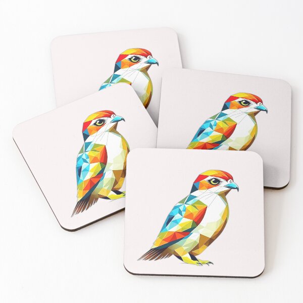 Item preview, Coloured Falcon Birds of Prey Geometric Shaped Artwork designed and sold by Geonimalia.