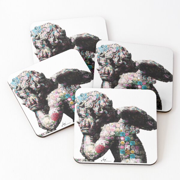 Item preview, Thinking Angel Statue recreated as Flower Mosaic Style  Roses designed and sold by simplysign.
