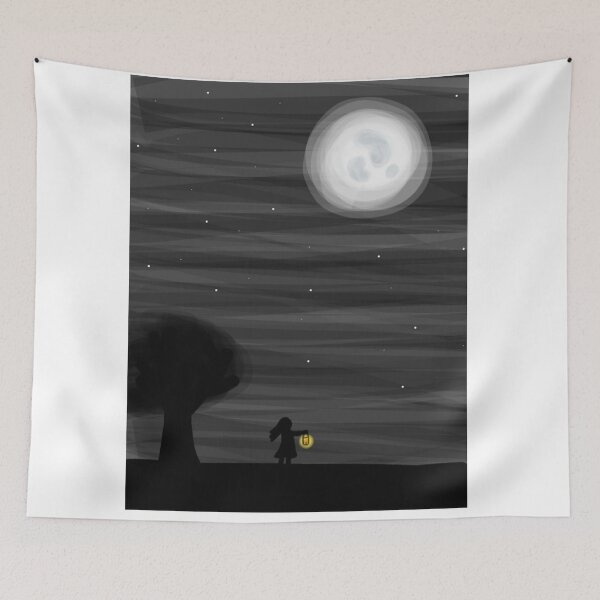 Item preview, Girl holding a lantern looking to the moon designed and sold by hannaHBackward.