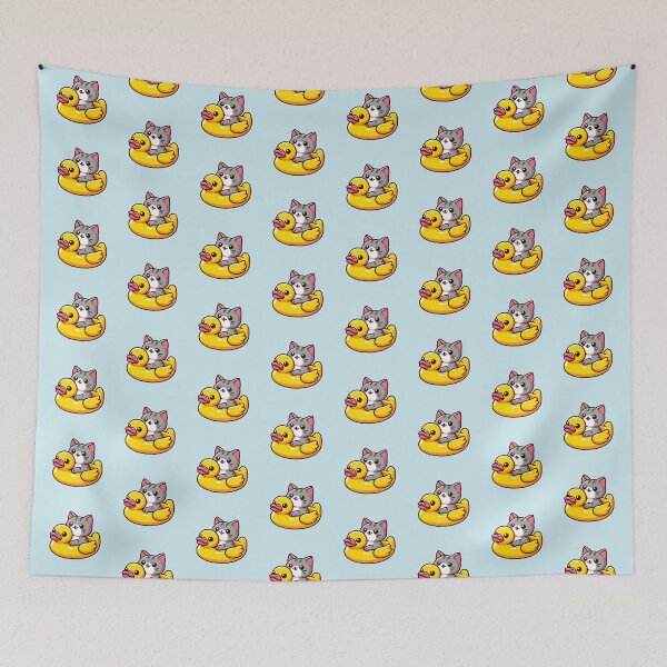 Item preview, Cute cat in a duckling float - Pool Party designed and sold by Ingridpd.