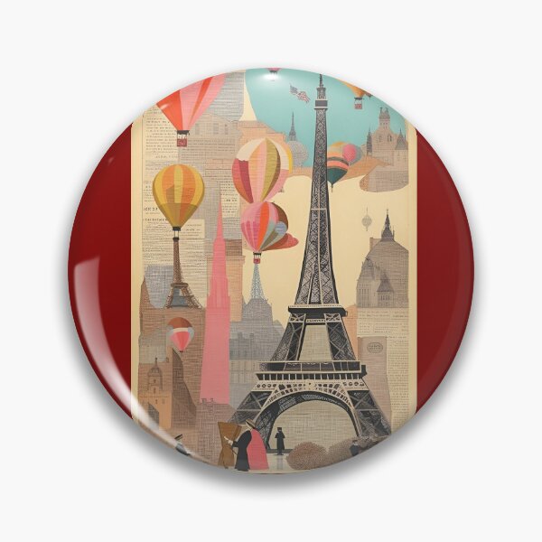 Item preview, vintage view Eiffel Tower Paris and aerostat balloons on journalistic background, Belle époque, designed and sold by Creativesphotos.